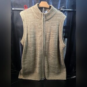 Blair Tan Acrylic Knit Zip Up  Sweater Vest Size Large